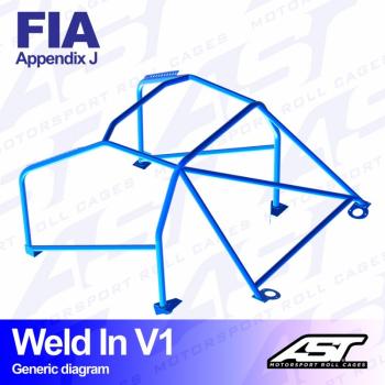 AST "FIA" weld-in roll cage V1, with 8 points on the body; Alfa 155